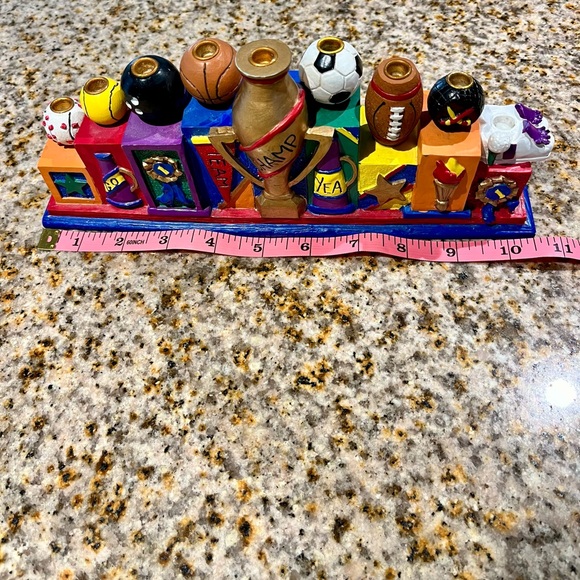 Vintage 1995 Sports Hanukkah Menorah Hand painted 10.5” x 2”x 5” - Picture 10 of 16